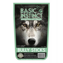 Basic Instinct Bully Sticks Dog Chew Treats 180g Basic Instinct Bully Sticks Dog Chew Treats 180g