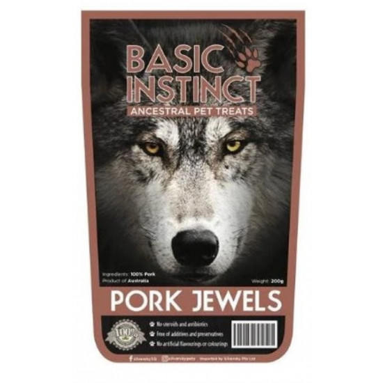 Basic Instinct Pork Jewels Dog Treats 200g