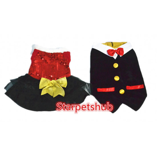 Dogs/ Cats Christmas Dress and tuxedo Set ( Can be sold individually ) A346