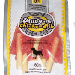 BOW WOW MILK GUM CHICKEN RIB DOG TREAT 80g 