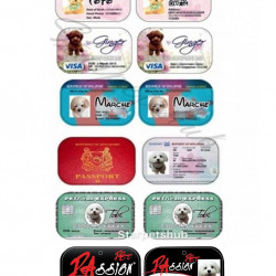 Assorted Cool Pet Tags V2 ( Identity Card , Driver's Licence , Visa Card,Petrican Express Card,Pet Passion Card)