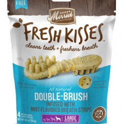 Merrick Fresh Kisses Double Brush Infused with Mint-Flavoured Breath Strips Dog Treats (4 Sizes)