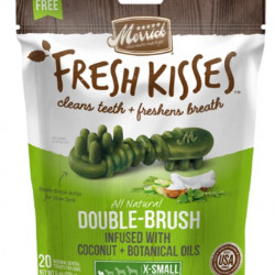 Merrick Fresh Kisses Double Brush Infused with Coconut Botanical Oils Dog Treats (4 Sizes)