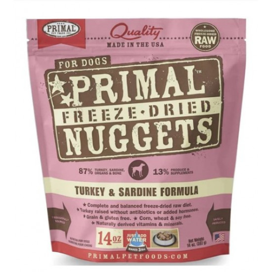 Primal Freeze-Dried Canine Turkey & Sardine Nuggets 14oz Primal Freeze-Dried Canine Turkey & Sardine Nuggets 14oz