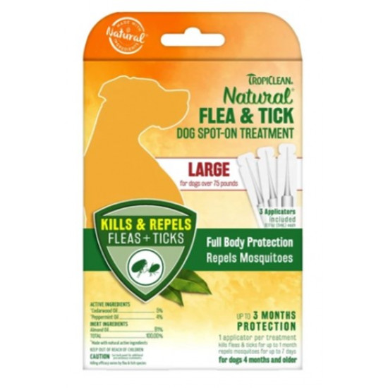 TropiClean Natural Flea & Tick Dog Spot-On Treatment (Large) 3ct TropiClean Natural Flea & Tick Dog Spot-On Treatment (Large) 3ct