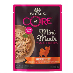 Wellness CORE Mini Meals Shredded Chicken & Turkey Dinner In Gravy Pouch Dog Food 3oz Wellness CORE Mini Meals Shredded Chicken & Turkey Dinner In Gravy Pouch Dog Food 3oz