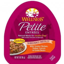 BUY 3 GET 1 FREE: Wellness Petite Entrees Shredded Medley Tender Chicken, Turkey Cup Tray Dog Food 85g BUY 3 GET 1 FREE: Wellness Petite Entrees Shredded Medley Tender Chicken, Turkey Cup Tray Dog Food 85g